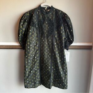 Farm Rio Green Military Cashew Mini Shift Dress​